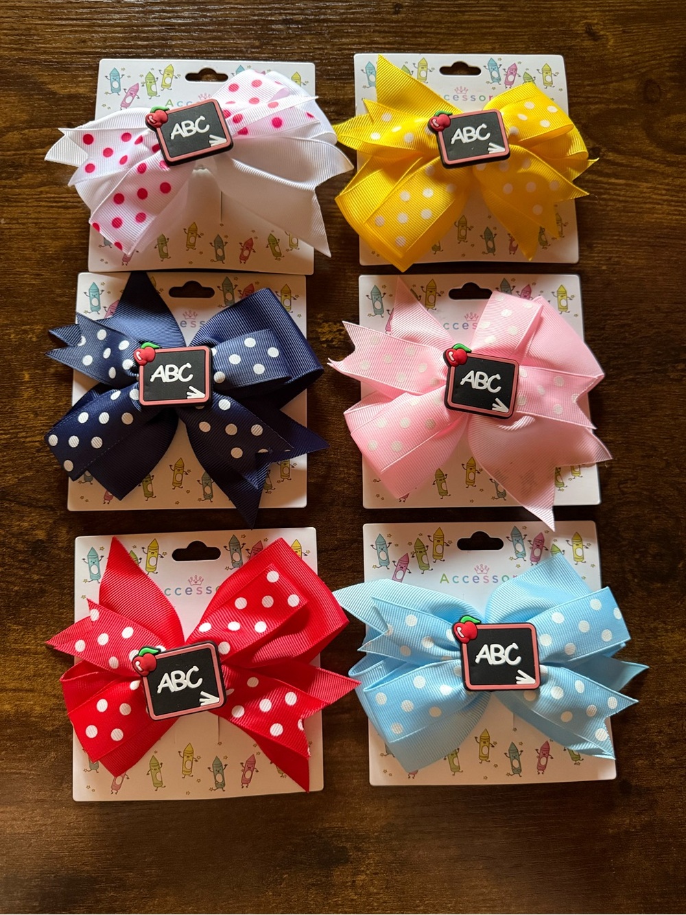 6 Polka Dot Grosgrain Bow Hair Clip - Multiple Colors